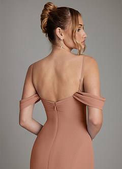 Azazie Karmela Bridesmaid Dresses Bronzer A-Line Off the Shoulder Chiffon Dress image6