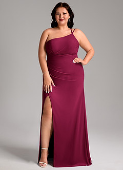 Azazie Eren Jurken voor bruidsmeisjes Jurk van Chiffon met Kolom One-shoulder Bourgondië image9