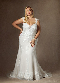 Azazie Roux Wedding Dresses Diamond White Mermaid Sequins Satin Dress image7