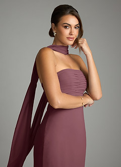 Azazie Saylor Vestidos de damas de honor Vestido de Sangrado de Gasa de Corte Sirena con Sin tirantes image2