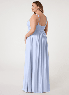 Azazie Chanel Brautjungfernkleider A-Linie Plissee Chiffon Kleid Eis image9