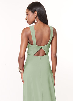 Azazie Brandie Bridesmaid Dresses Dusty Sage A-Line Pleated Stretch Chiffon Dress image4