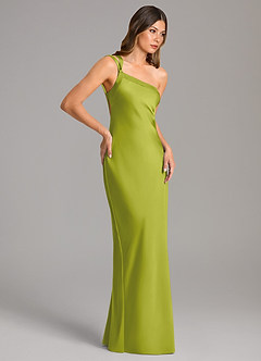 Azazie Monroe Brudtärnklänningar Klä av Sjöjungfru i Stretch Satin Ena axeln Citrongräs image5