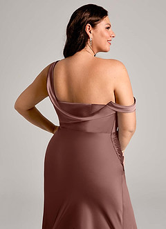 Azazie Madelyn Bridesmaid Dresses Espresso Mermaid One Shoulder Stretch Satin Convertible Dress image14
