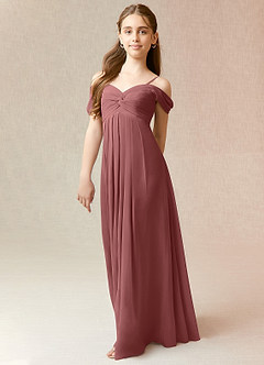 Azazie Kaitlynn Junior A-Linie Schulterfrei Chiffon Kleid Amethyst image4