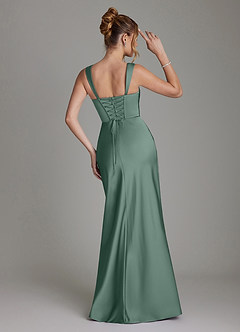 Azazie Agustina Robes de demoiselle d'honneur Robe Sirène en Satin extensible Corset Eucalyptus image2