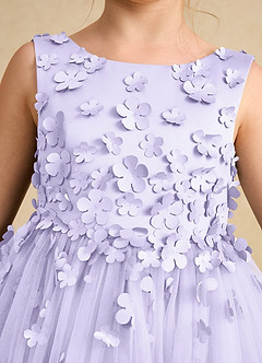 Azazie Lana Flower Girl Dresses Lilac A-Line Sleeveless Matte Satin Dress image6