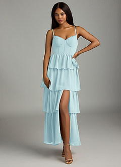 Azazie Kaiden Bridesmaid Dresses Sea Glass A-Line Sweetheart Neckline Chiffon Dress image1