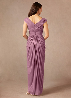 Azazie Lisolette Mother of the Bride Dresses Vintage Mauve Sheath Pleated Mesh Dress image2