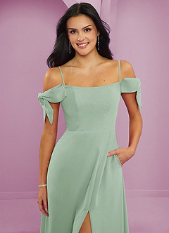 Barbie ♥ Azazie Brautjungfernkleider Wandelbar A-Linie Schulterfrei Chiffon Kleid Agave image3