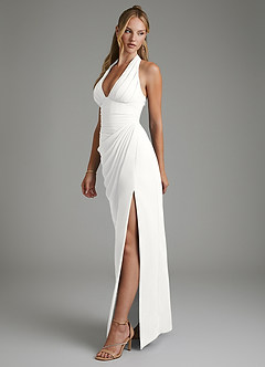 Azazie Tina Bridesmaid Dresses White Mermaid Corset Chiffon Dress image5