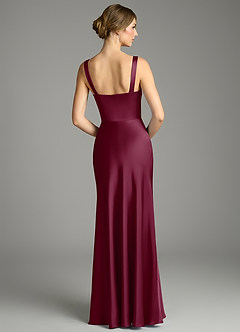 Azazie Alouette Bridesmaid Dresses Mulberry Mermaid Pleated Stretch Satin Dress image2