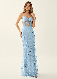 Risqunma Pink 3D Flowers Sequin Embroidery Beading Tulle Prom Dress image4