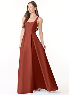 Azazie Neve Brautjungfernkleider Ballkleid mit Taschen Stretch-Satin Kleid Terrakotta image3