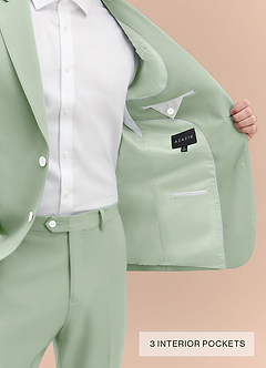front Ethan Dusty Sage Refined Weave Performance Suit