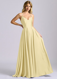 Azazie Truce Bridesmaid Dresses Lemon Sorbet A-Line Stretch Satin Dress image6