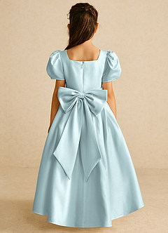 Azazie Zippy Flower Girl Dresses Mist A-Line with Sleeves Matte Satin Dress image5