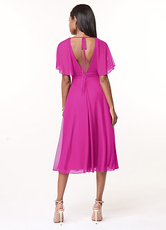 Azazie Tinsley Bridesmaid Dresses Fuchsia A-Line Pleated Mesh Dress image2