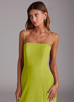 Azazie Wren Vestidos de damas de honor Vestido de Hierba De Limón de Gasa de Corte en A Convertible con Corte Lateral image6