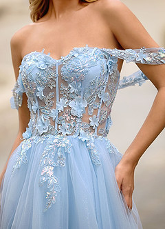 Eleanor Ljusblå 3D Blommig Spetsbalklänning image10