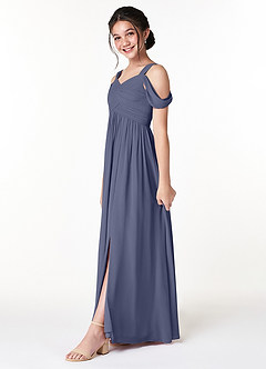 Azazie Lianne Junior Stormy A-Line Off the Shoulder Chiffon Dress image3