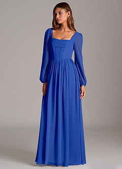 Azazie Maree Bridesmaid Dresses Royal Blue A-Line Corset Chiffon Dress image1