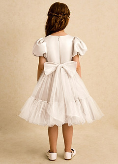 Azazie Cocoa vestidos de niña de las flores Vestido de Alabastro Blanco de Tul de Princesa con Plisado image6