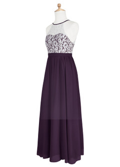 Azazie Fahari A-Line Lace Chiffon Floor-Length Junior Bridesmaid Dress image8