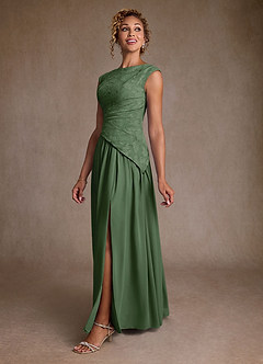 Azazie Kalleen Mother of the Bride Dresses Eucalyptus A-Line Pleated Chiffon Dress image4