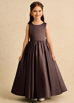 Azazie Nellia Flower Girl Klänningar Klä A-Line i Matt satäng Rosett image2