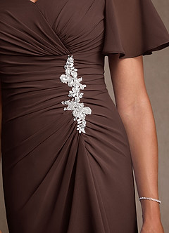 Azazie Suffolk Mother of the Bride Dresses Ganache A-Line Pleated Chiffon Dress image5