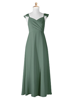 Azazie Amada Junior Eucalyptus A-Line Ruched Chiffon Dress image5