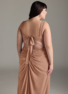 Azazie Jesaphine Bridesmaid Dresses Champagne Rose Sheath Bow Chiffon Dress image14