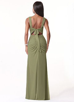 Azazie Jesaphine Bridesmaid Dresses Pistachio Sheath Ruched Mesh Dress image2