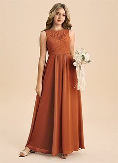 Azazie Skyla Junior Klä av A-Line i Chiffong Plisserad image6