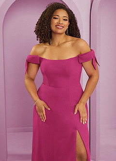Barbie ♥ Azazie Bridesmaid Dresses Barbie Pink A-Line Off the Shoulder Chiffon Convertible Dress image11
