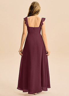 Azazie Mavie Junior Abito A-Line in Chiffon Increspato Cabernet image2