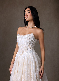 Azazie Vanessa Robes de mariée Robe Princesse en Dentelle Sans bretelles Diamant Blanc Champagne image7