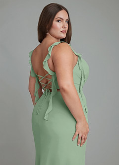 Azazie Jessamine Abiti da Damigella Abito Sirena in Chiffon Corsetto Matcha image15