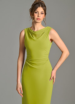 Azazie Kieryn Bridesmaid Dresses Lemongrass Mermaid Pleated Chiffon Dress image6