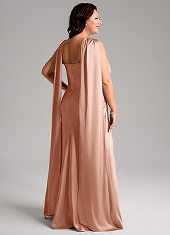 Azazie Kinsley Bridesmaid Dresses Rose Gold Mermaid Side Slit Stretch Satin Dress image9