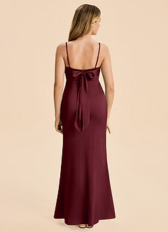 Azazie Mia Junior Cabernet Mermaid Pleated Stretch Satin Dress image2