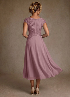 Azazie Crista Klänningar till brudens mor Klä A-Line i Chiffong Spets Dammig Ros image2