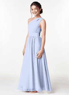 Azazie Molly Junior Ice A-Line Pleated Chiffon Dress image5