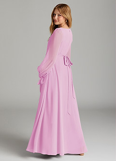 Azazie Leonia Junior Candy Pink A-Line with Pockets Chiffon Dress image2