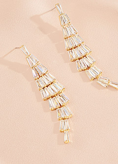 front Zirconia Tassel Drop Earrings