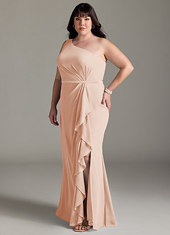 Azazie Liza Bridesmaid Dresses English Rose Mermaid One Shoulder Chiffon Dress image8