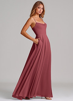 Azazie Elle Bridesmaid Dresses Merlot A-Line Pleated Chiffon Dress image5