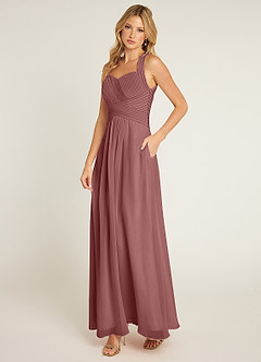 Azazie Claudia Bridesmaid Dresses Desert Rose A-Line Sweetheart Neckline Chiffon Dress image2