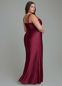 Azazie Agustina Bridesmaid Dresses Burgundy Mermaid Corset Stretch Satin Dress image8